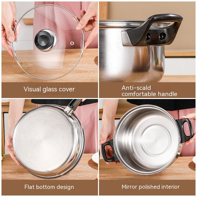 Stainless Steel Cookware Set Milk Soup Pot Frying Pan Kettle