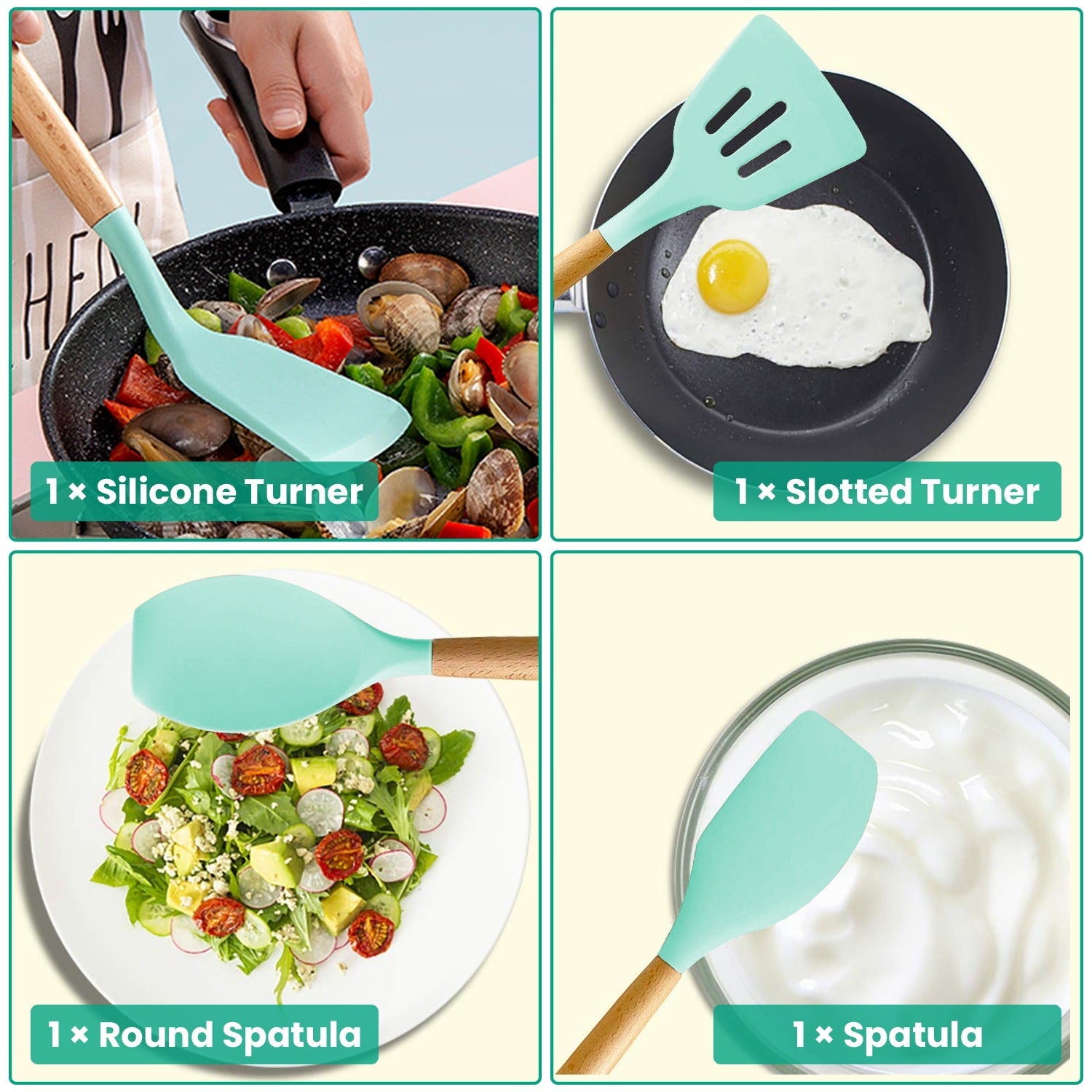 4 Colors Options -- Set Of 35Pcs Kitchen Cooking Utensils Set Spatula