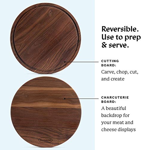 Härthwood Walnut Wood Cutting Board with Juice Groove(12" round)