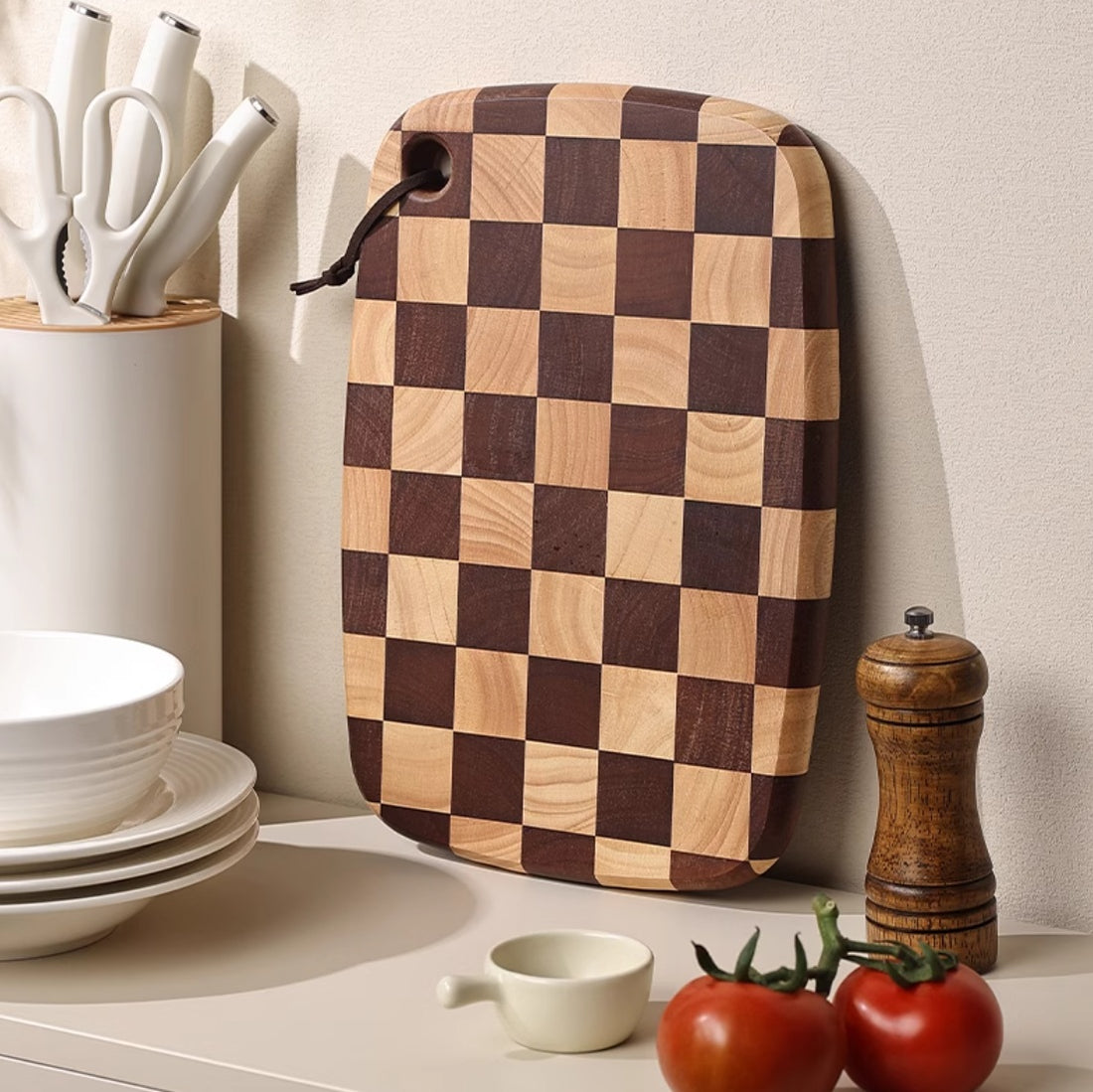 Acacia Mangium Solid Wood Chessboard Grid Cutting Board