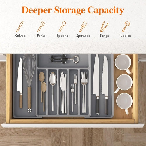 Silverware Drawer Organizer, Expandable Utensil Tray for Kitchen, BPA