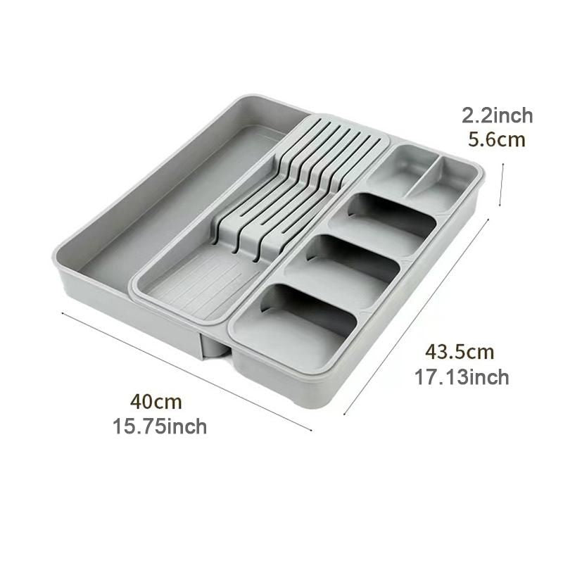 Knife and Fork Storage Box, Expandable Kitchen Drawer Storage Box,
