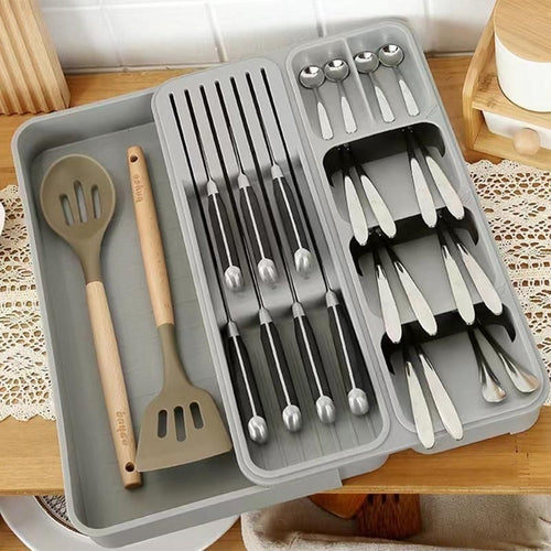 Knife and Fork Storage Box, Expandable Kitchen Drawer Storage Box,