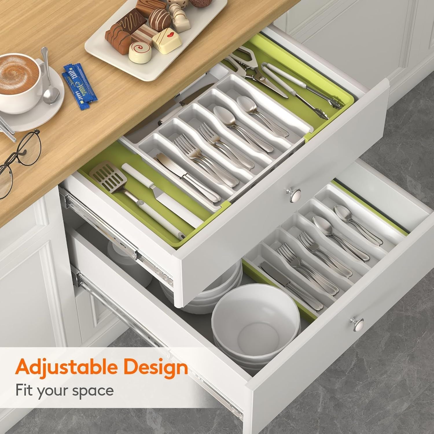 Silverware Drawer Organizer, Expandable Utensil Tray for Kitchen, BPA