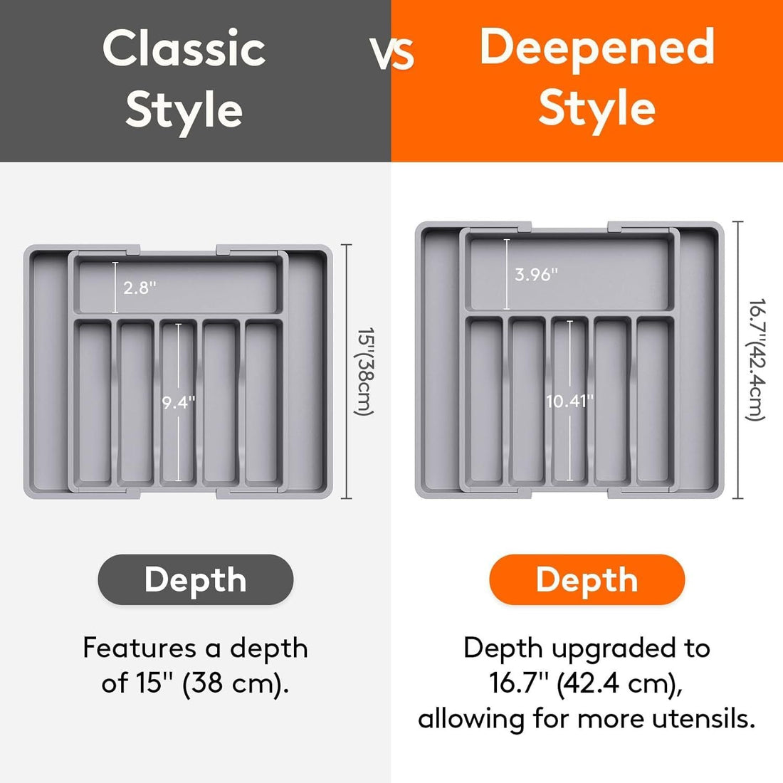 Silverware Drawer Organizer, Expandable Utensil Tray for Kitchen, BPA