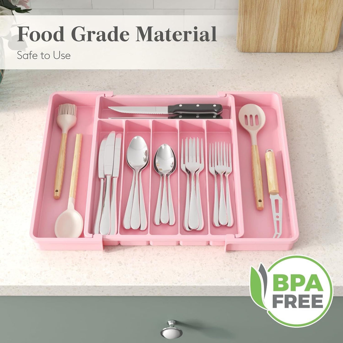 Silverware Drawer Organizer, Expandable Utensil Tray for Kitchen, BPA