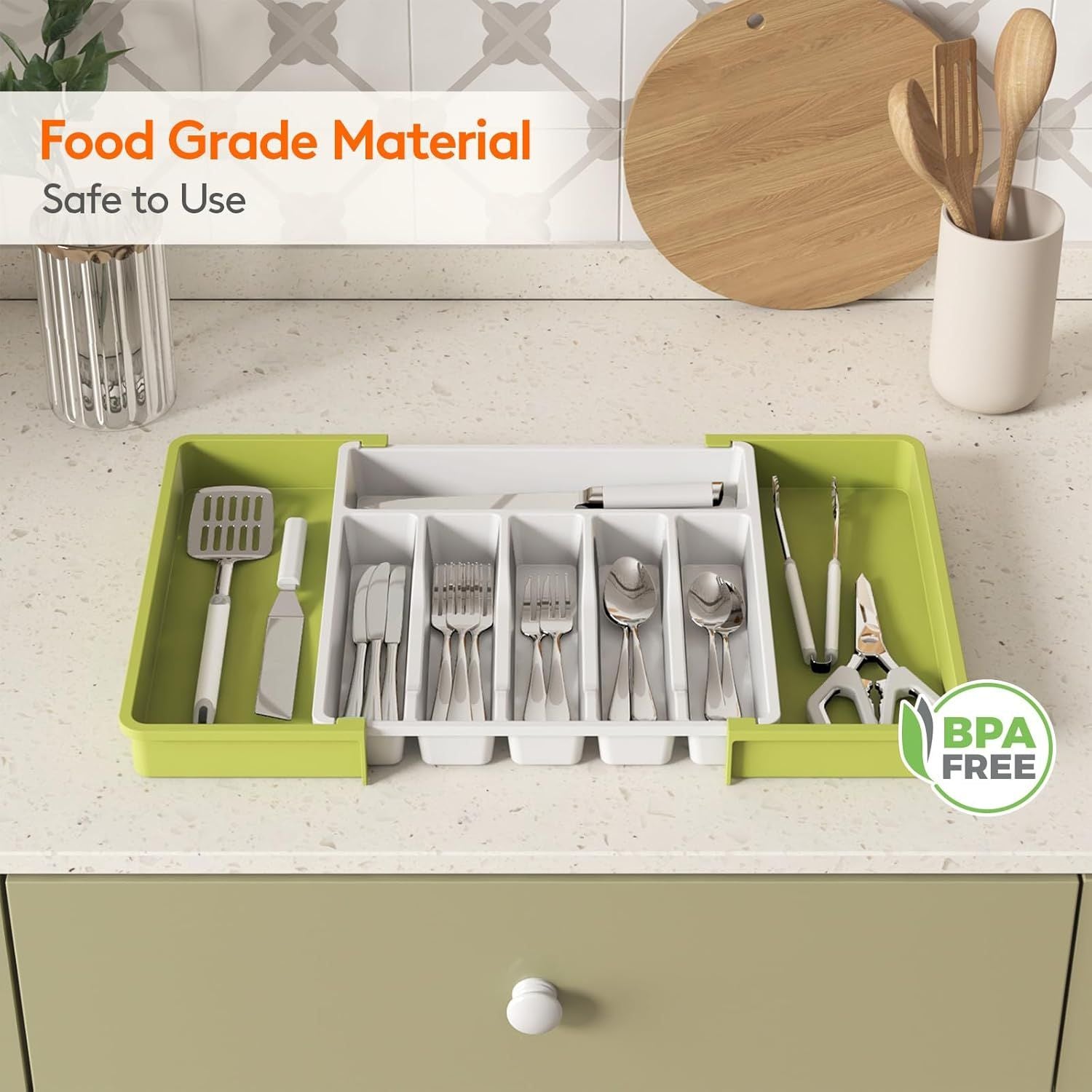Silverware Drawer Organizer, Expandable Utensil Tray for Kitchen, BPA