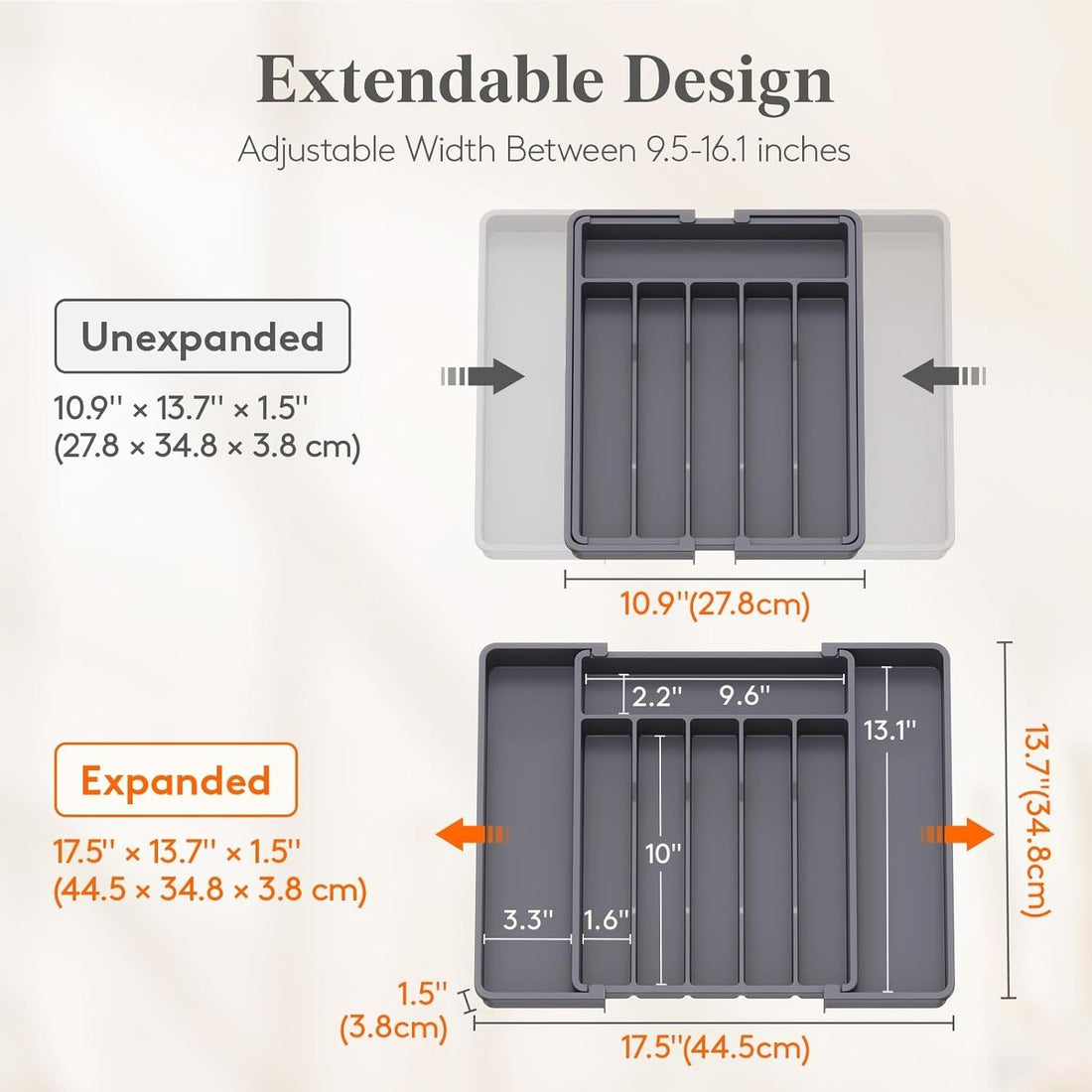 Silverware Drawer Organizer, Expandable Utensil Tray for Kitchen, BPA