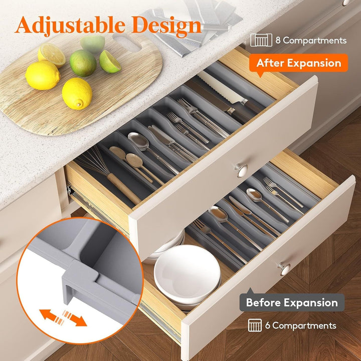 Silverware Drawer Organizer, Expandable Utensil Tray for Kitchen, BPA