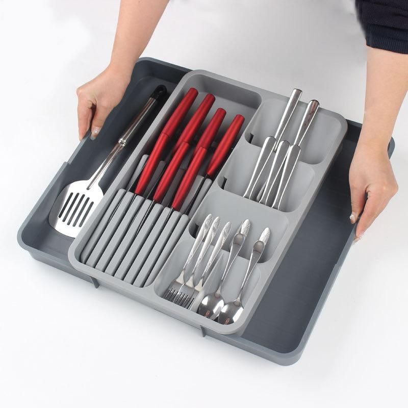 Knife and Fork Storage Box, Expandable Kitchen Drawer Storage Box,