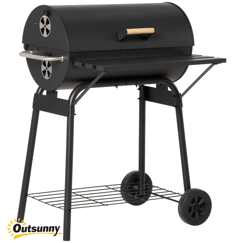 30" Portable Charcoal Barbecue Grill with Wheels Outdoor Barbecue with