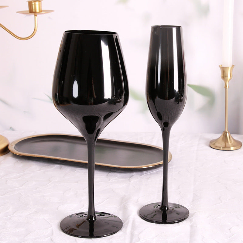 Household Black Crystal Glass Goblet Set For Elegant Use