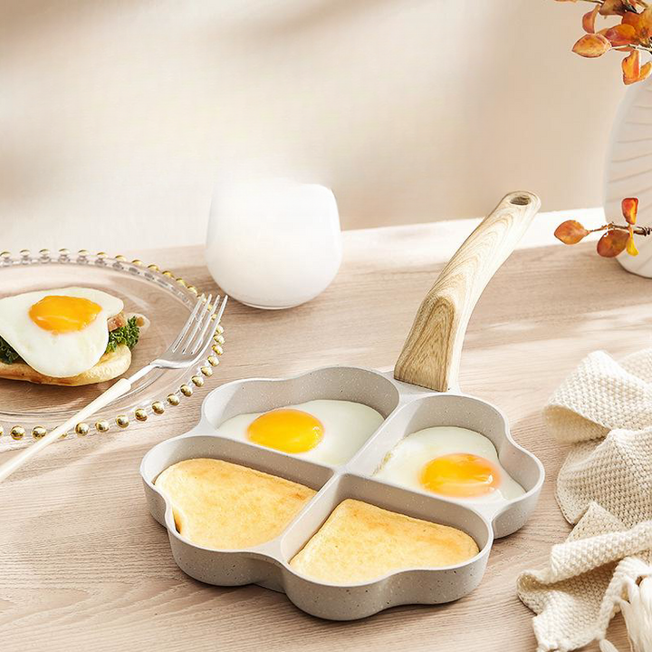 Aluminum Four Hole Egg Frying Pan For Breakfast Cooking
