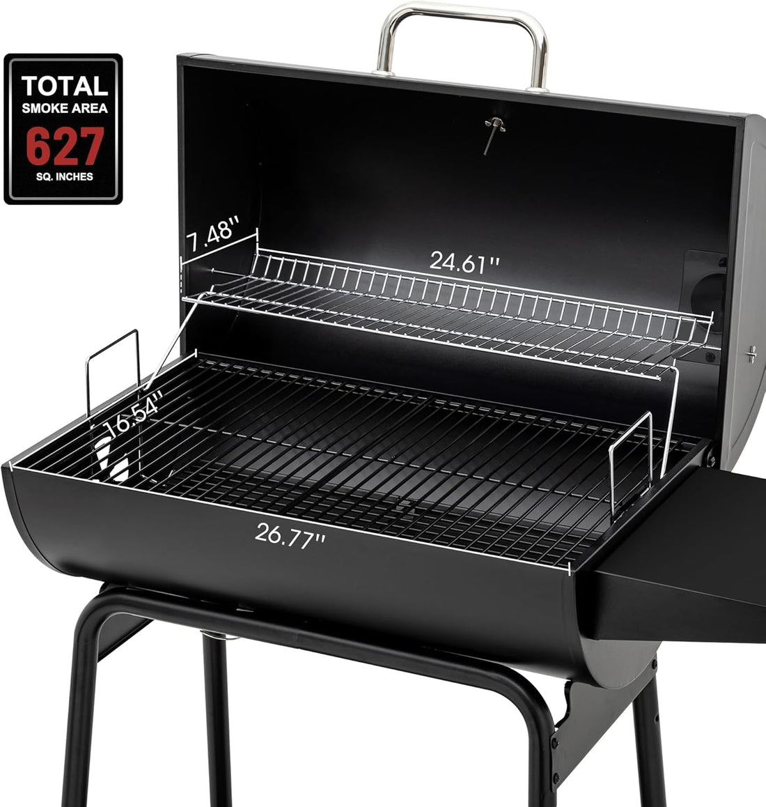 30 Inch Barrel Charcoal Grill With 627 Square Inches Cooking Space