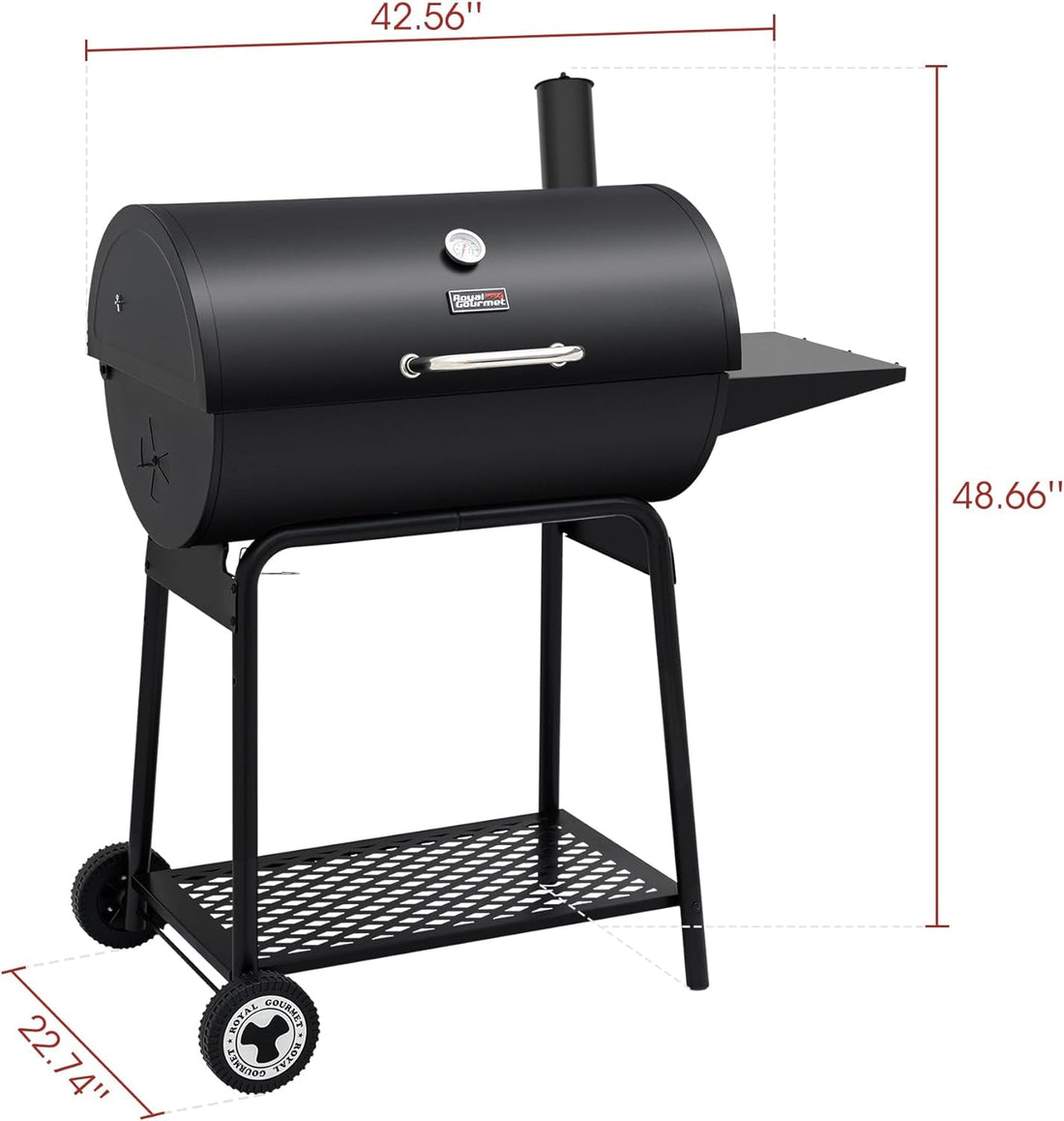 30 Inch Barrel Charcoal Grill With 627 Square Inches Cooking Space