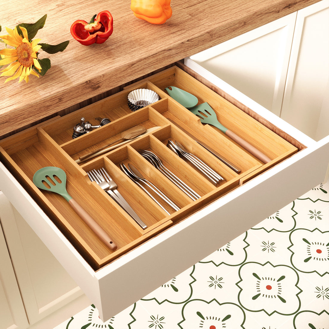 Retractable Kitchen Utensil Pull-Out Storage Organizer